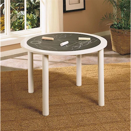 White Round Chalkboard Table